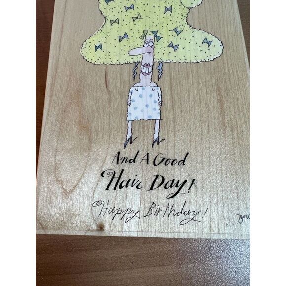 Rubber Wood Stamp GOOD HAIR DAY BIRTHDAY WORD GREETING CARTOON Stamps Happen - Picture 2 of 9